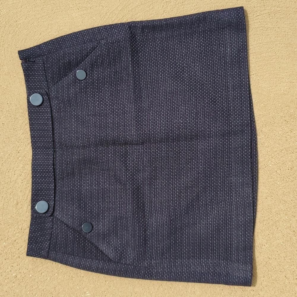 Ann Taylor Loft Petites Black Gray & Purple Polka Dot Mini Skirt Size 8P